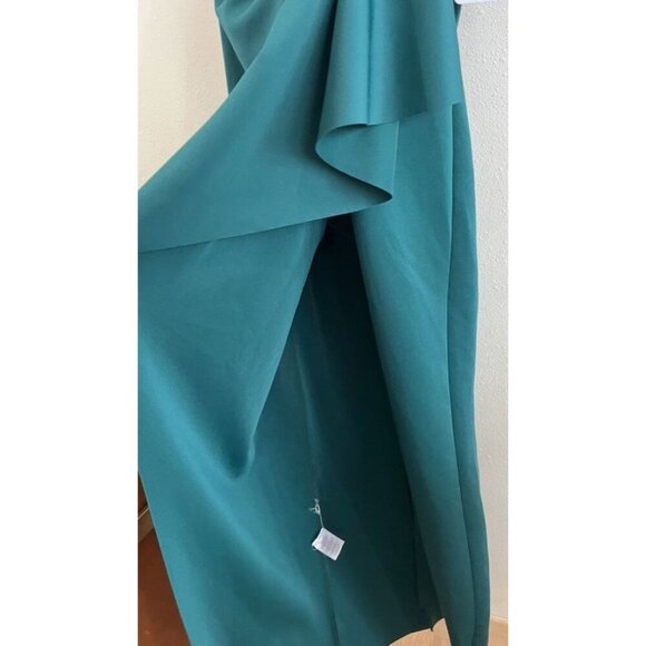 $248 XSCAPE Womens Green Gown Short Sleeve Off Shoulder Maxi Evening Dress 4 - Picture 6 of 9